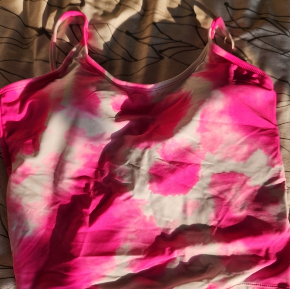 Hot Pink and White Tie Dye Tankini Top - Picture 3 of 5
